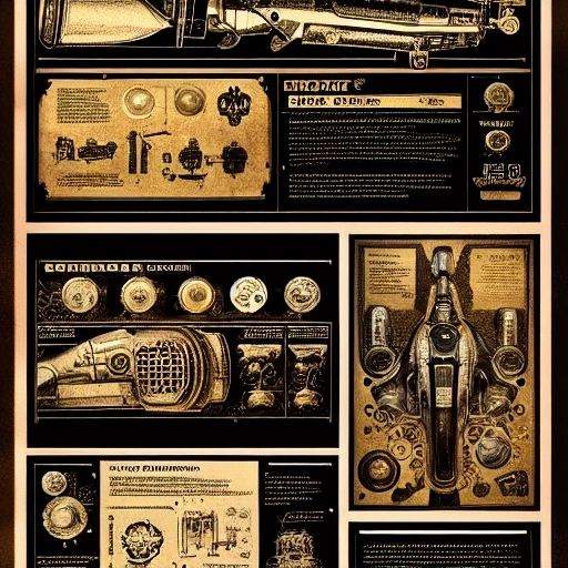 35143-3878160129-a full page design of ray gun, black and bronze paper, intricate, highly detailed, epic, infographic, steam punk.webp